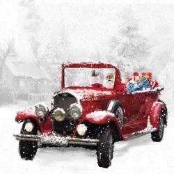 Santa's Red Classic Car | Obraz na stenu