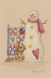 Snowman With Dog | Obraz na stenu