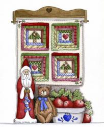 Santa With Bear & Quilt | Obraz na stenu