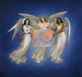 Angels with map | Obraz na stenu