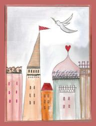 Fantasy Cityscape With Dove | Obraz na stenu
