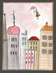 Fantasy Cityscape With Flying Nanny | Obraz na stenu