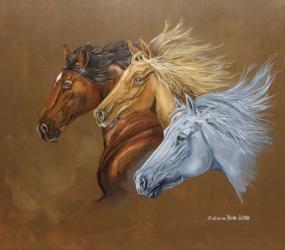 Three Horse Heads Running | Obraz na stenu