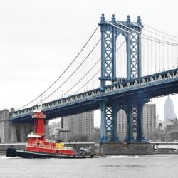 Manhattan Bridge with Tug Boat | Obraz na stenu