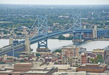 The Benjamin Franklin Bridge (aerial) | Obraz na stenu