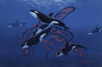 Blue Orcas | Obraz na stenu