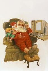 Santa Learning Computer | Obraz na stenu