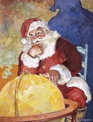 Santa With Globe | Obraz na stenu