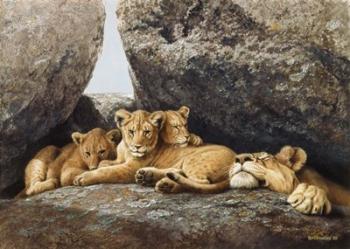 Lioness With Cubs | Obraz na stenu