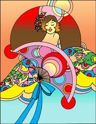 Art Deco Fan Lady | Obraz na stenu