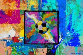 Window into the Soccer Universe - Pink and Cyan Football | Obraz na stenu
