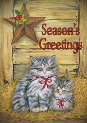Cats in Barn - Seasons Greetings | Obraz na stenu
