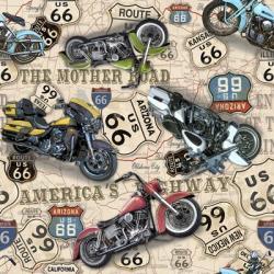 Vintage Motorcycles on Route 66-X | Obraz na stenu