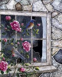 Bluebirds In Window | Obraz na stenu