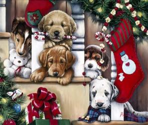 Christmas Puppies On The Loose | Obraz na stenu
