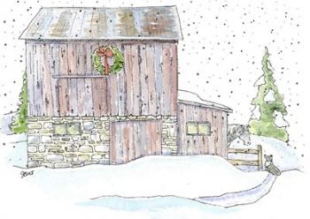 Barn Wreath Snow | Obraz na stenu