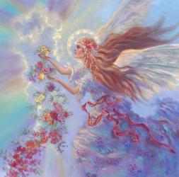 Angel With Flower Garland | Obraz na stenu