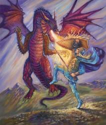 Blue Knight And Dragon | Obraz na stenu