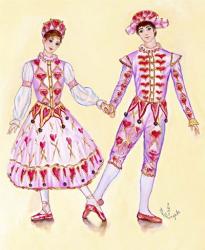 Harlequin And Columbine Holding Hands | Obraz na stenu