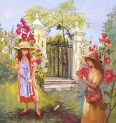 Holly Hocks - Garden Gates | Obraz na stenu