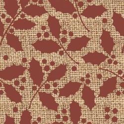 Red Holly Branches Burlap | Obraz na stenu