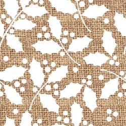 White Holly Branches Burlap | Obraz na stenu