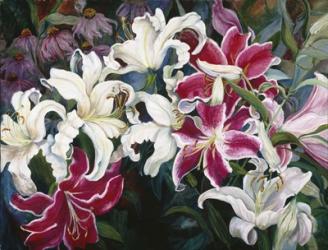 Field Of White And Pink Lilies | Obraz na stenu