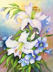 Lilies and Prairie Gentian | Obraz na stenu
