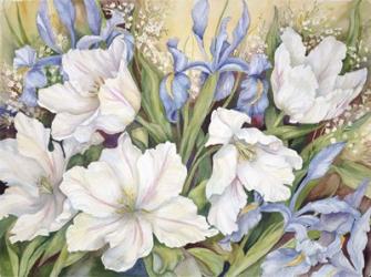 White Tulips/ Blue Iris | Obraz na stenu