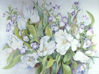 White Tulips And Canterbury Bells | Obraz na stenu