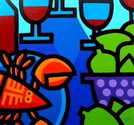 Lobster Wine And Limes | Obraz na stenu