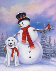 Snowman and Dog | Obraz na stenu