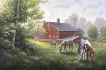 Country Road W/ Horses/Barn | Obraz na stenu