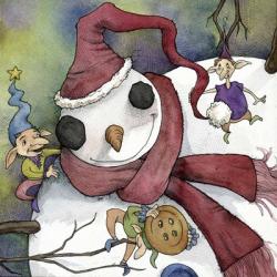 Snowman and Elves | Obraz na stenu