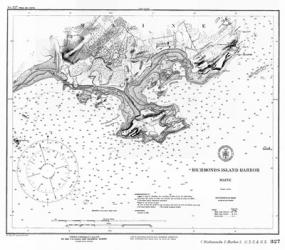 Richmonds Island Harbor, Maine Map | Obraz na stenu