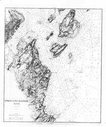 Portland Harbor, Maine Map | Obraz na stenu