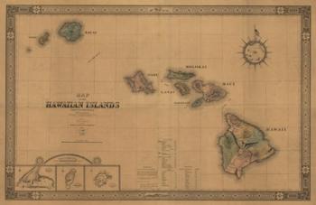 Hawaiian Islands Map | Obraz na stenu