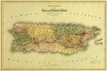 Island of Puerto Rico Map | Obraz na stenu