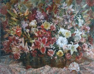 Flowers on Checkered Tablecloth | Obraz na stenu