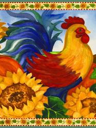 Rooster with Sunflower Border | Obraz na stenu