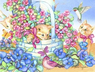 Curious Kittens In A Basket | Obraz na stenu