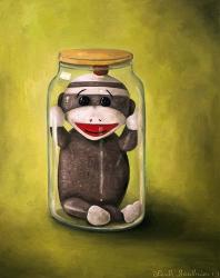 Preserving Childhood Baby Sock Monkey | Obraz na stenu