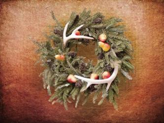 Christmas Wreath with Deer Antlers | Obraz na stenu