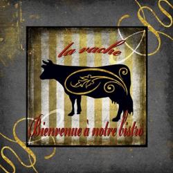 Gold Welcome To Our Bistro Cow 1 | Obraz na stenu