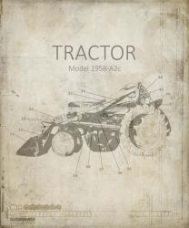 Industrail Farm Tractor Blue Print 1 | Obraz na stenu