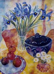 Irises & Dish Of Apples | Obraz na stenu