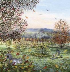 Autumn Landscape and Squirrel | Obraz na stenu