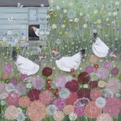 Chickens in a Summer Garden | Obraz na stenu