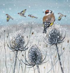 Goldfinches in the Snow | Obraz na stenu