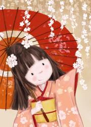 Japanese Girl with Umbrella | Obraz na stenu